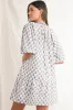 Pink Floral Print Bubble Sleeve Neck Tie Ruffled Dress sold by Beagle Boutique