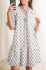 Pink Floral Print Bubble Sleeve Neck Tie Ruffled Dress sold by Beagle Boutique
