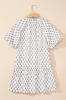 Pink Floral Print Bubble Sleeve Neck Tie Ruffled Dress sold by Beagle Boutique