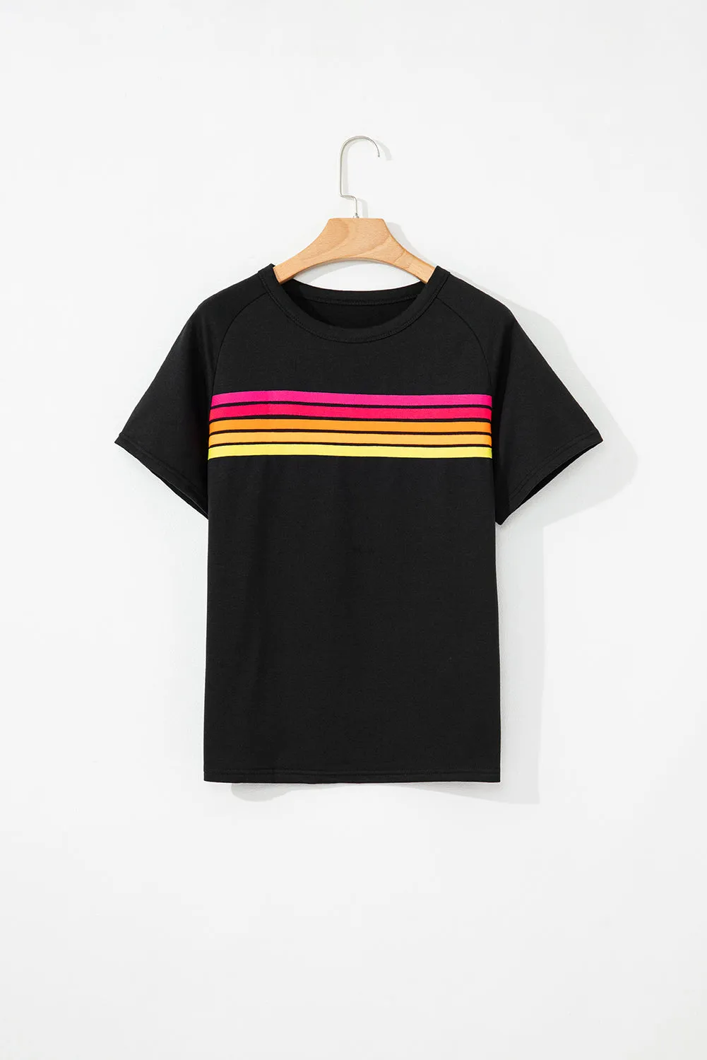 Black Striped Patch Front Casual Tee sold by Beagle Boutique product image thumbnail 4