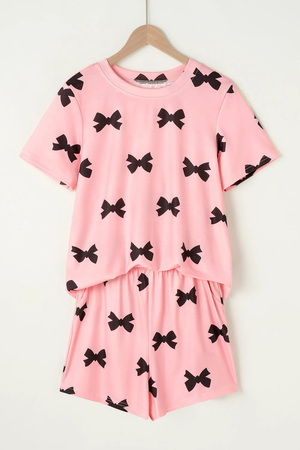 Pink Bow Printed Short 2pcs Lounge Set Pyjamaes sold by Beagle Boutique product image thumbnail 4
