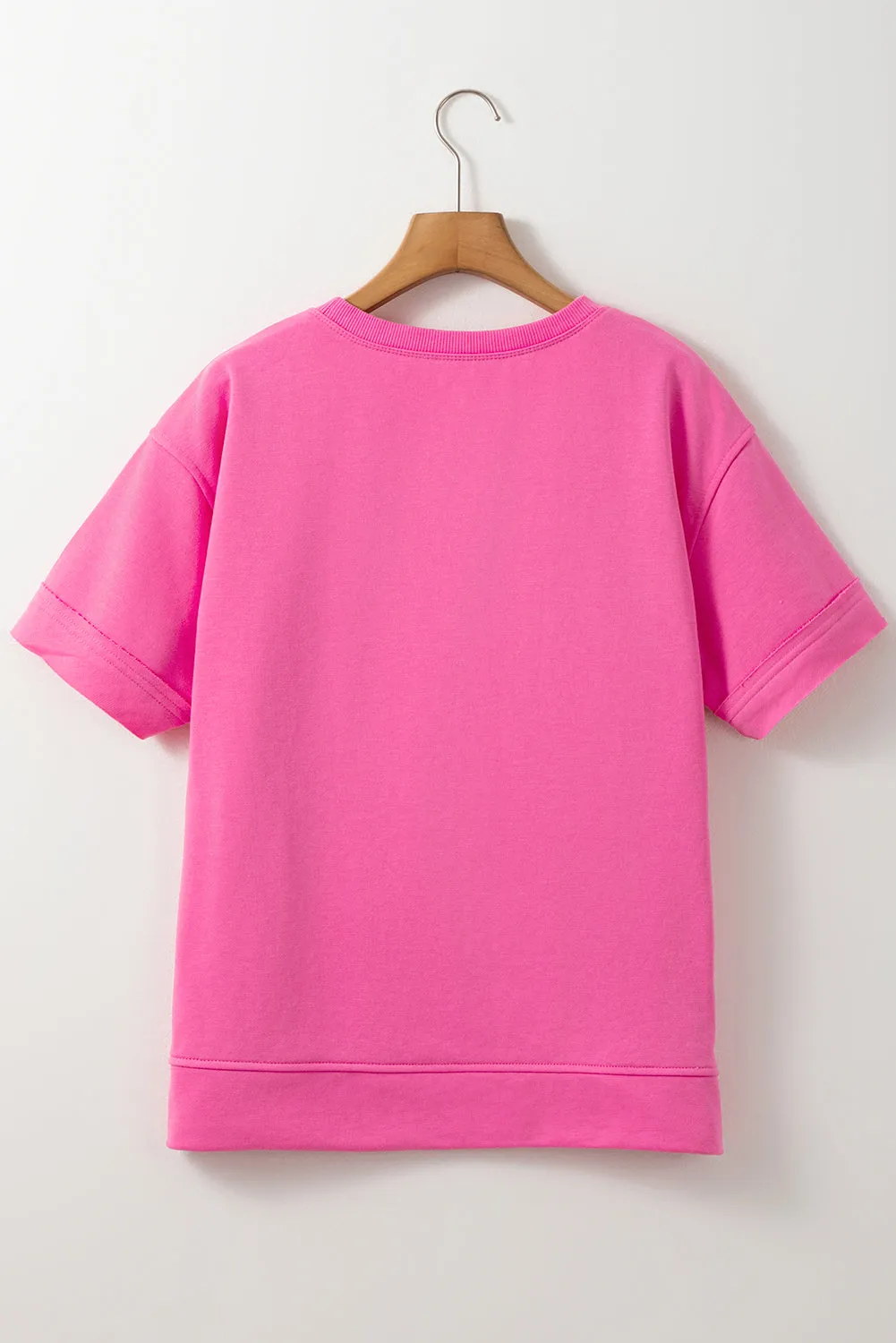 Sachet Pink Contrast Flower Drop Shoulder Loose T Shirt sold by Beagle Boutique product image thumbnail 5