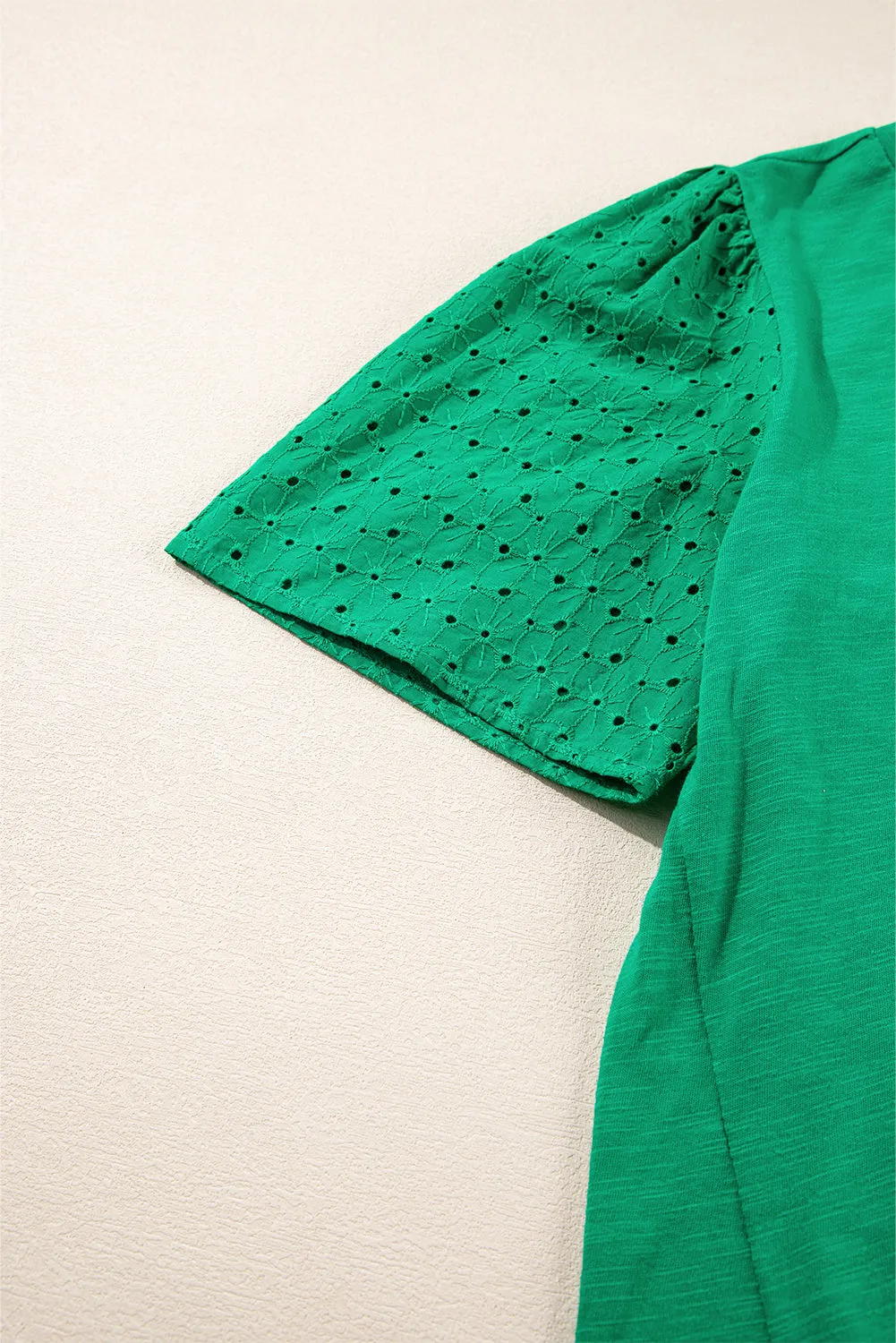 Bright Green Eyelet Embroidered Patchwork Shift Top sold by Beagle Boutique product image thumbnail 5