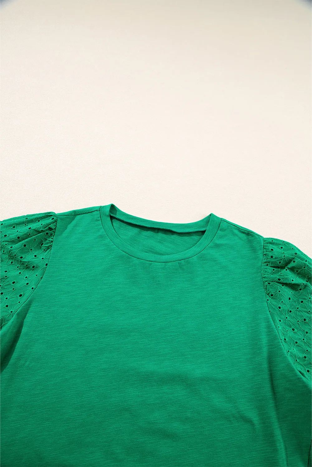 Bright Green Eyelet Embroidered Patchwork Shift Top sold by Beagle Boutique product image thumbnail 4