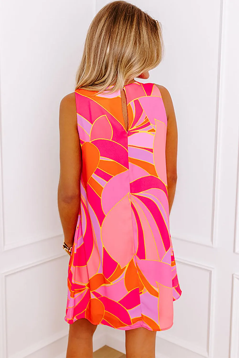 Rose Abstract Floral Print Sleeveless Shift Mini Dress sold by Beagle Boutique product image thumbnail 2