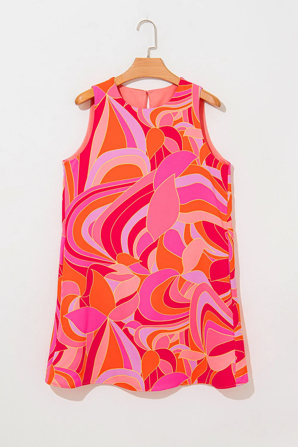 Rose Abstract Floral Print Sleeveless Shift Mini Dress sold by Beagle Boutique product image thumbnail 4