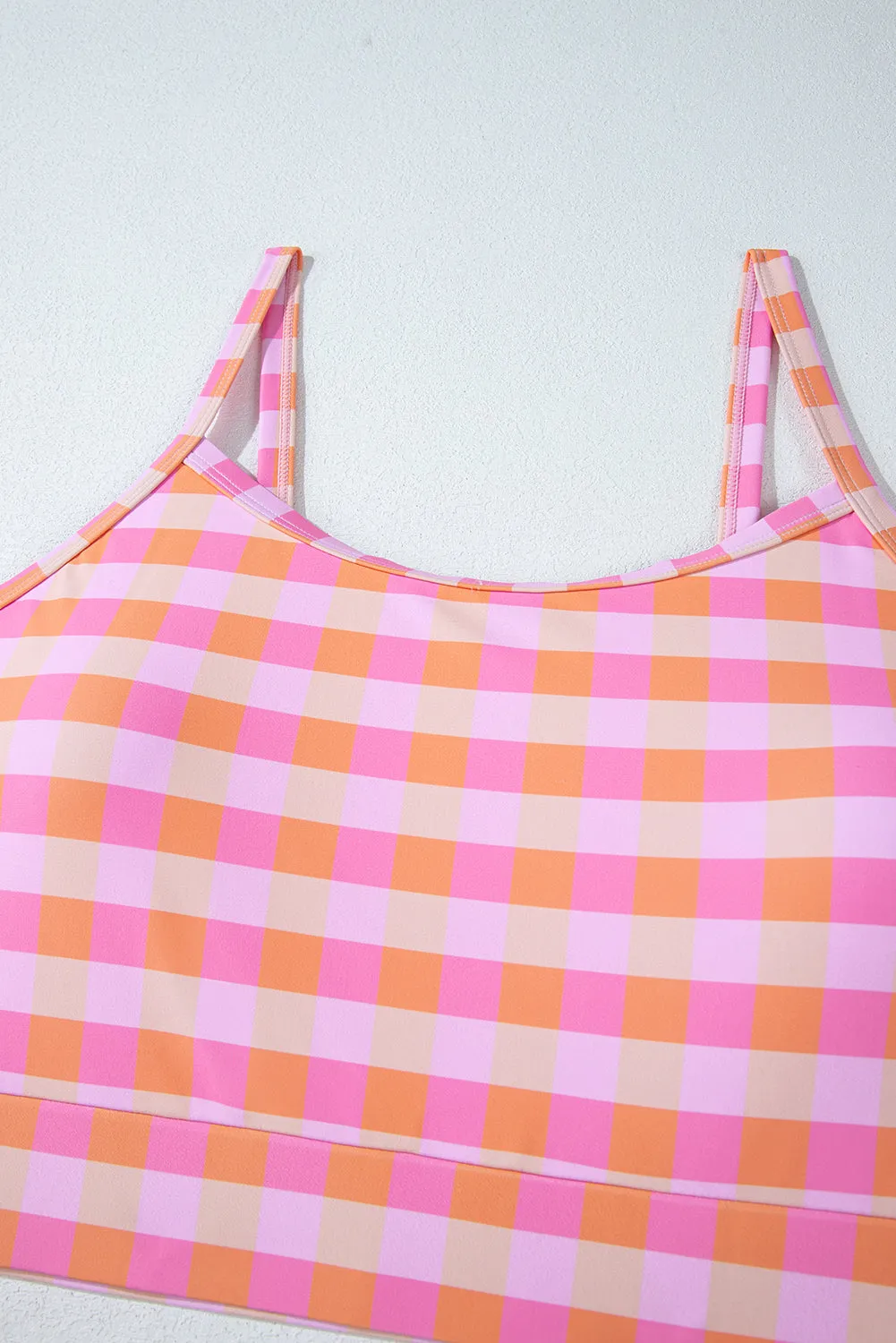 Pink Plus Size Plaid Print High Waist Bikini Set sold by Beagle Boutique product image thumbnail 5