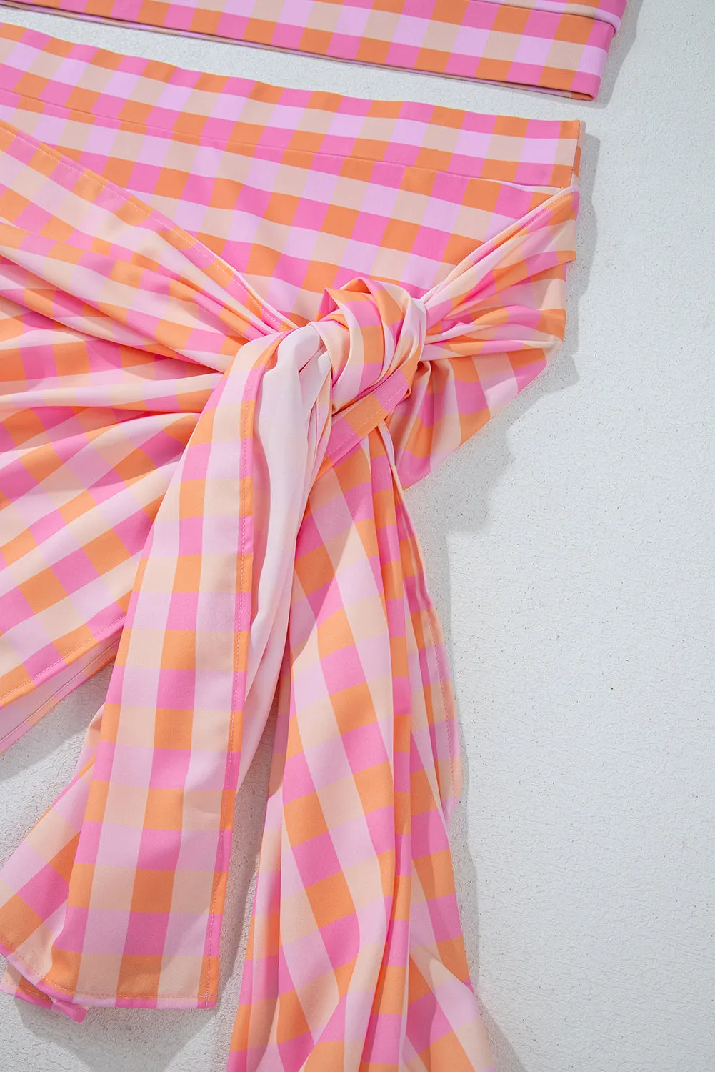 Pink Plus Size Plaid Print High Waist Bikini Set sold by Beagle Boutique product image thumbnail 3