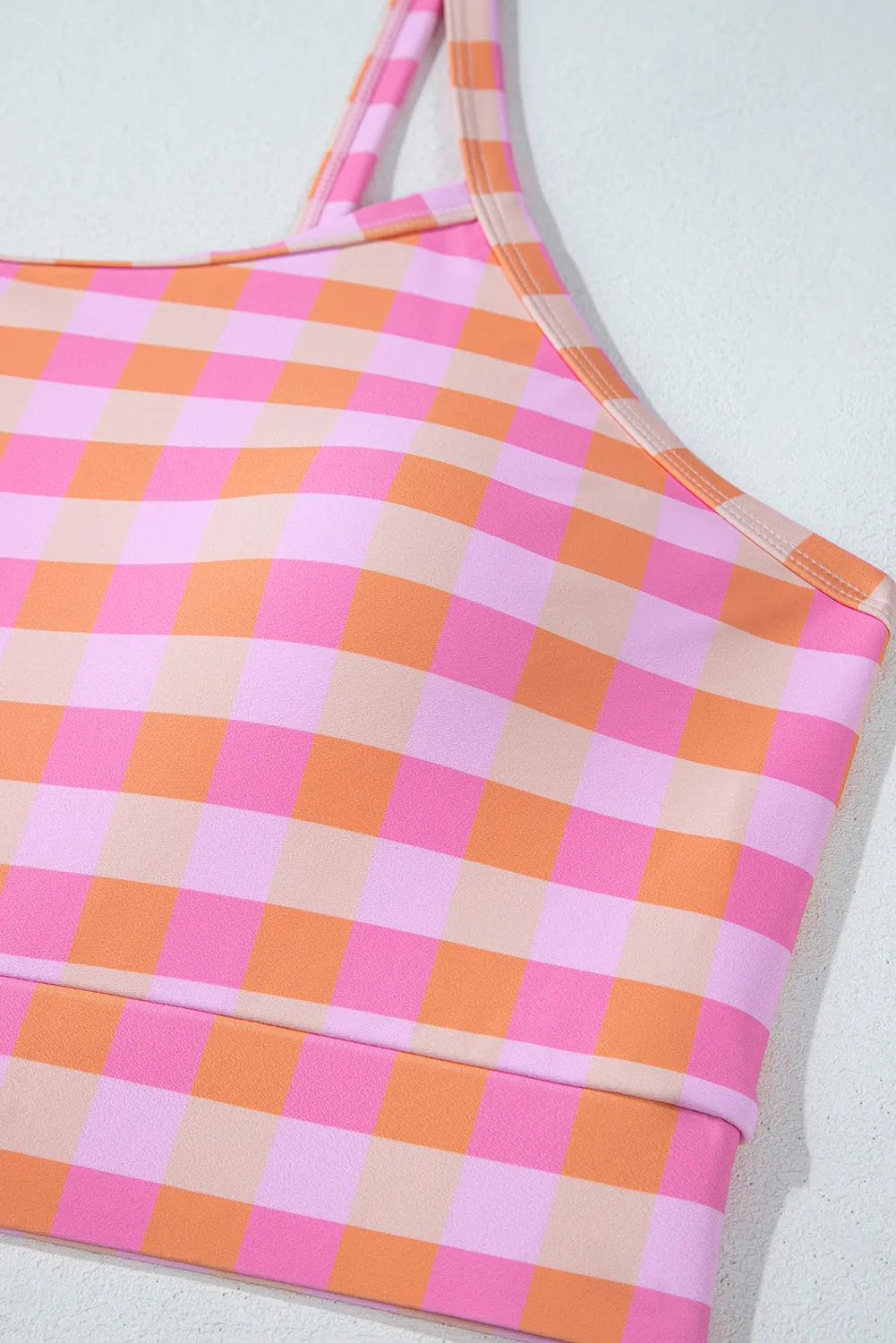 Pink Plus Size Plaid Print High Waist Bikini Set sold by Beagle Boutique product image thumbnail 4