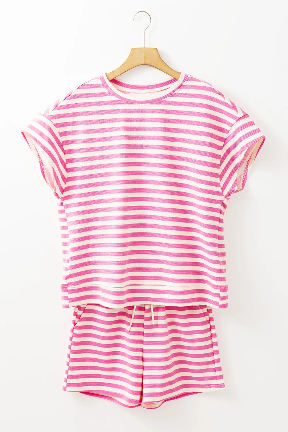 Rose Stripe Crew Neck T Shirt and Drawstring Shorts Set sold by Beagle Boutique product image thumbnail 4