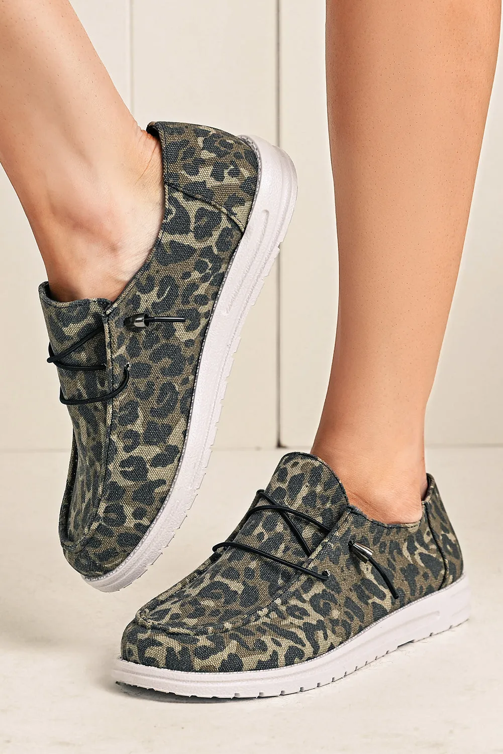 Coffee Lace-up Decor Leopard Canvas Shoes sold by Beagle Boutique