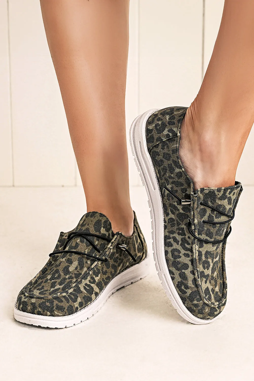 Coffee Lace-up Decor Leopard Canvas Shoes sold by Beagle Boutique product image thumbnail 2