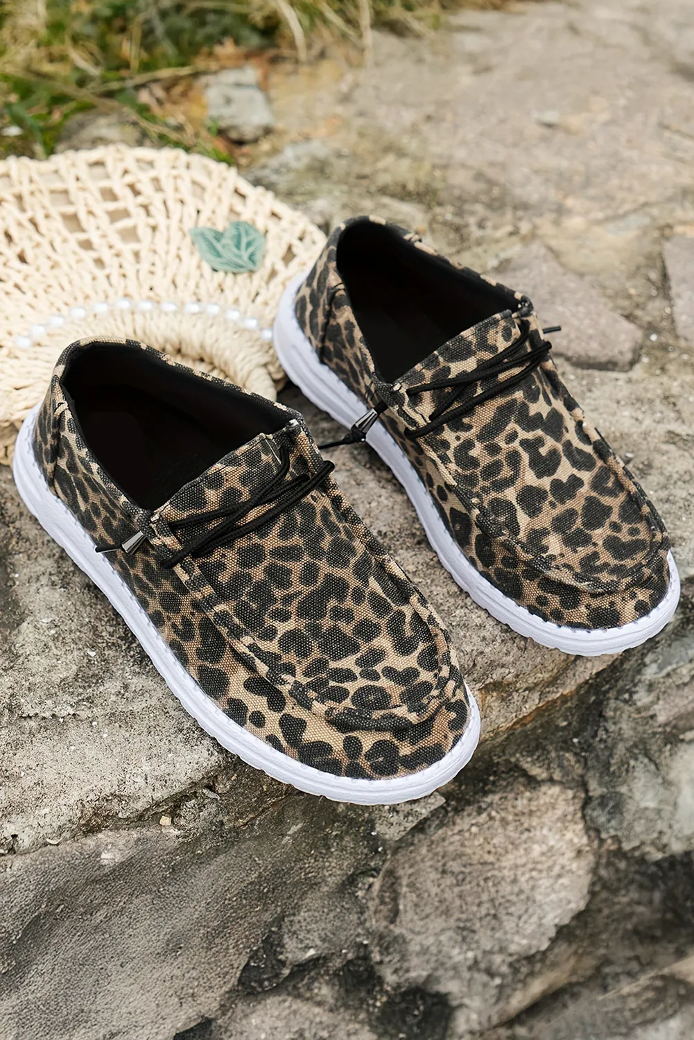 Coffee Lace-up Decor Leopard Canvas Shoes sold by Beagle Boutique product image thumbnail 5