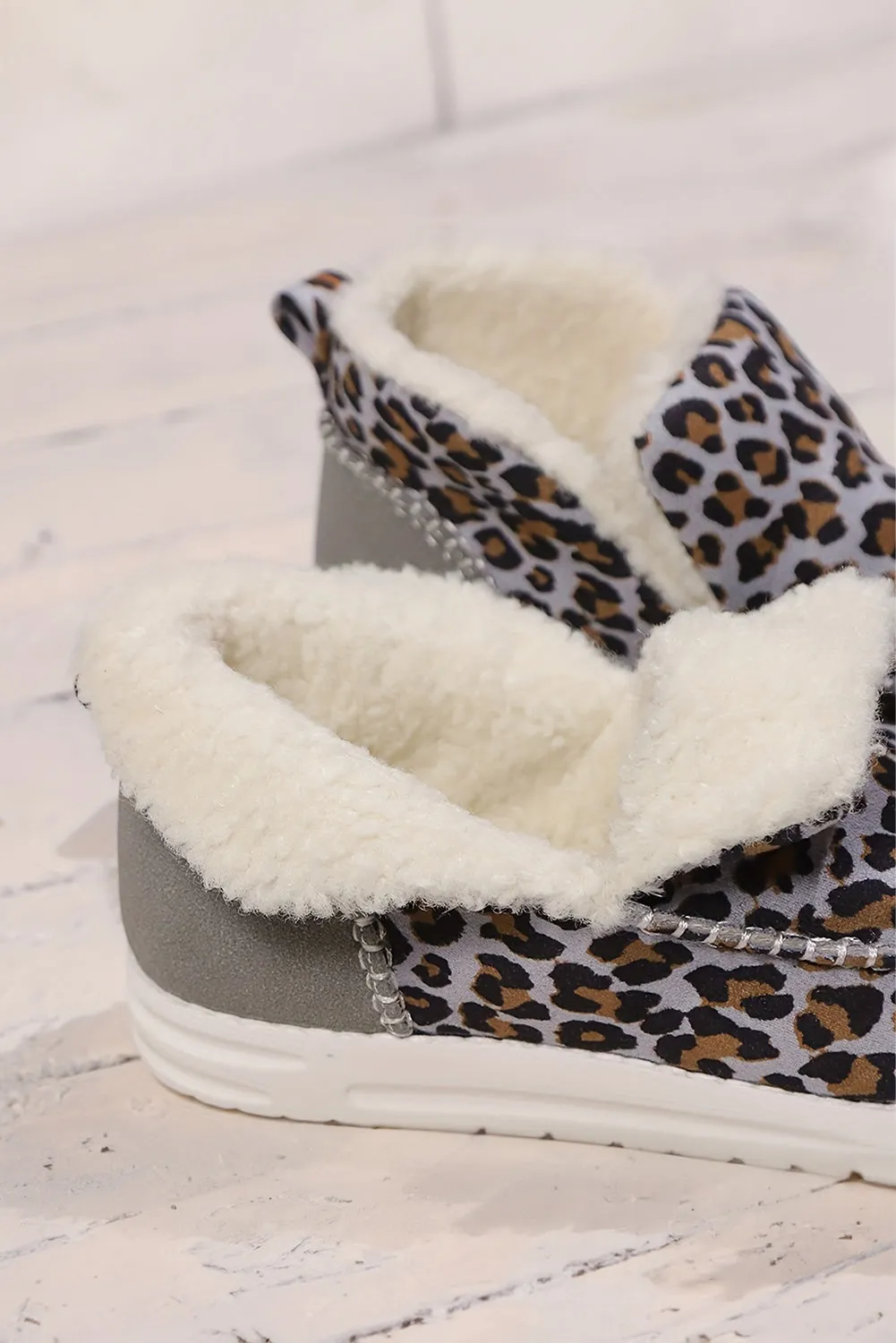 Dark Grey Leopard Print Fleece Lined Winter Snow Boots sold by Beagle Boutique product image thumbnail 4