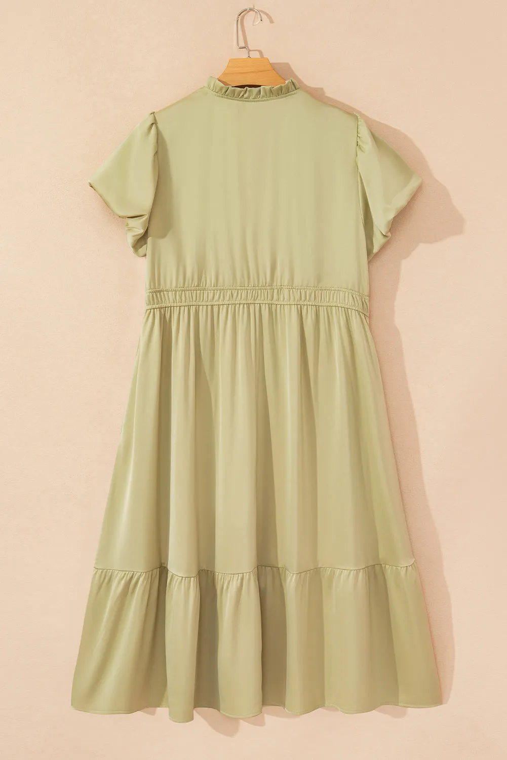 Laurel Green Notched V Neck Puff Sleeve Tiered Plus Size Maxi Dress sold by Beagle Boutique product image thumbnail 4