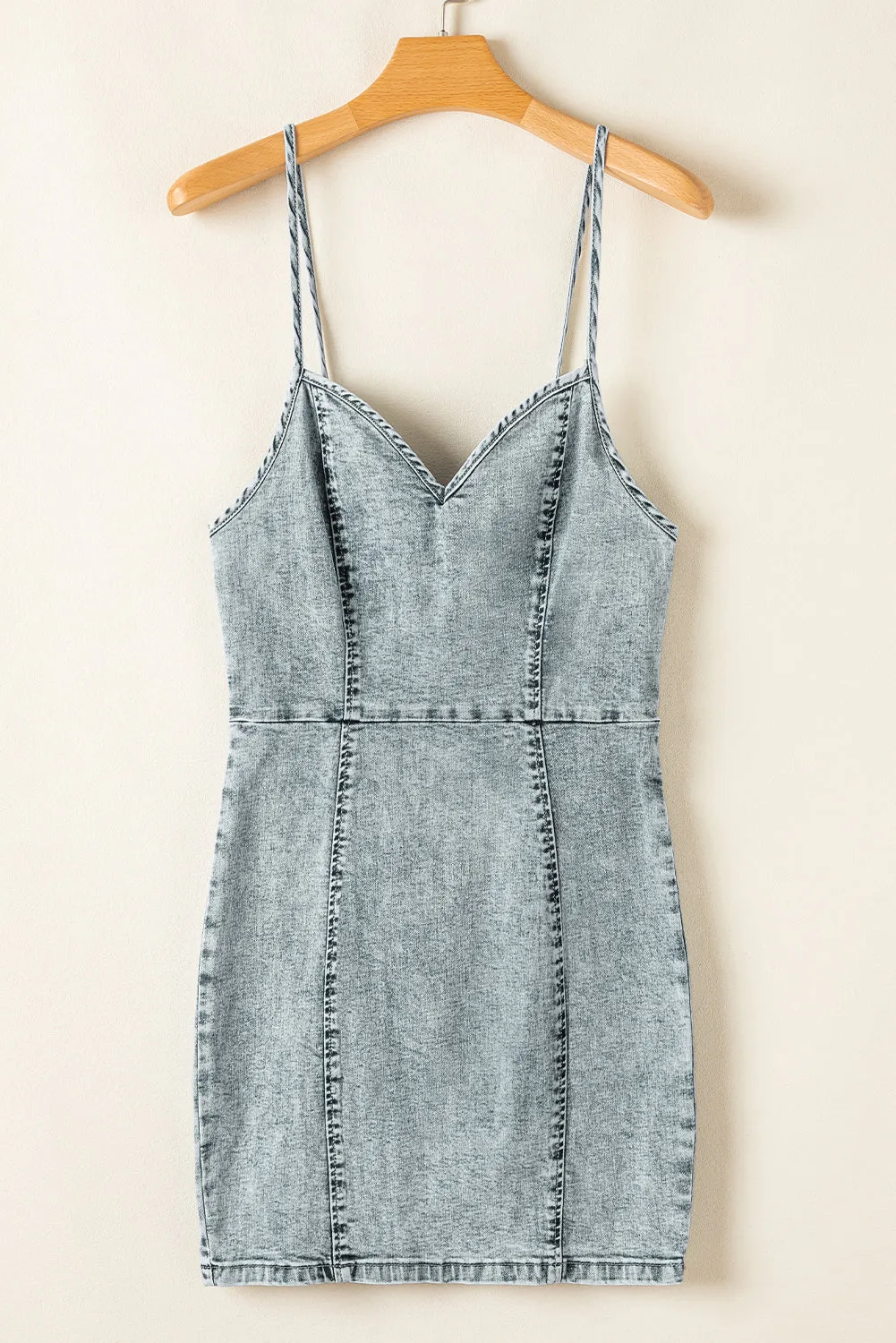 Beau Blue Sleeveless V Neck Back Zipped Denim Dress sold by Beagle Boutique product image thumbnail 5