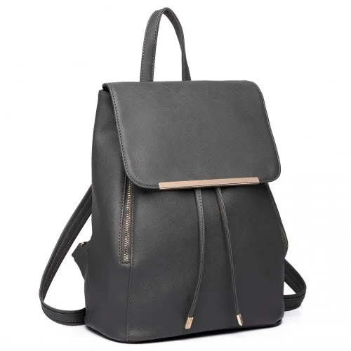 E1669 - Miss Lulu Faux Leather Stylish Fashion Backpack - Grey sold by Beagle Boutique product image thumbnail 2
