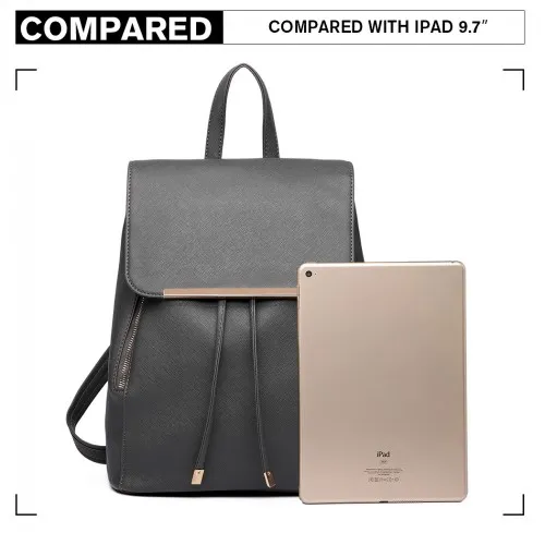 E1669 - Miss Lulu Faux Leather Stylish Fashion Backpack - Grey sold by Beagle Boutique product image thumbnail 5