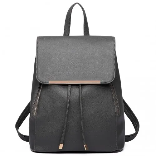 E1669 - Miss Lulu Faux Leather Stylish Fashion Backpack - Grey sold by Beagle Boutique