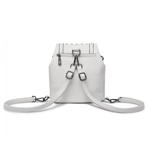 L1414 - Miss Lulu Skull Studded Backpack Shoulder Bag - Beige sold by Beagle Boutique product image thumbnail 4