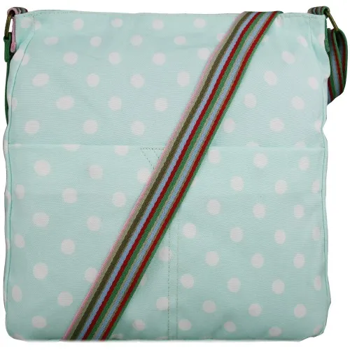 L1104D2 - Miss Lulu Canvas Square Bag Polka Dot Light Blue sold by Beagle Boutique