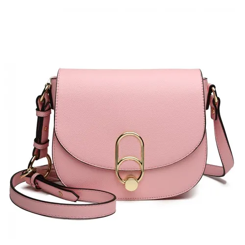 LZ1831 - MISS LULU CROSS BODY SADDLE BAG - PINK sold by Beagle Boutique