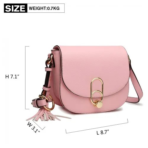 LZ1831 - MISS LULU CROSS BODY SADDLE BAG - PINK sold by Beagle Boutique product image thumbnail 3