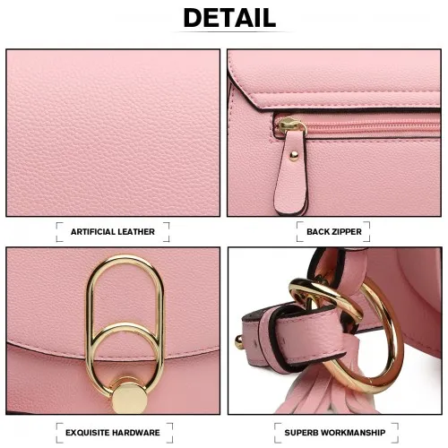 LZ1831 - MISS LULU CROSS BODY SADDLE BAG - PINK sold by Beagle Boutique product image thumbnail 5