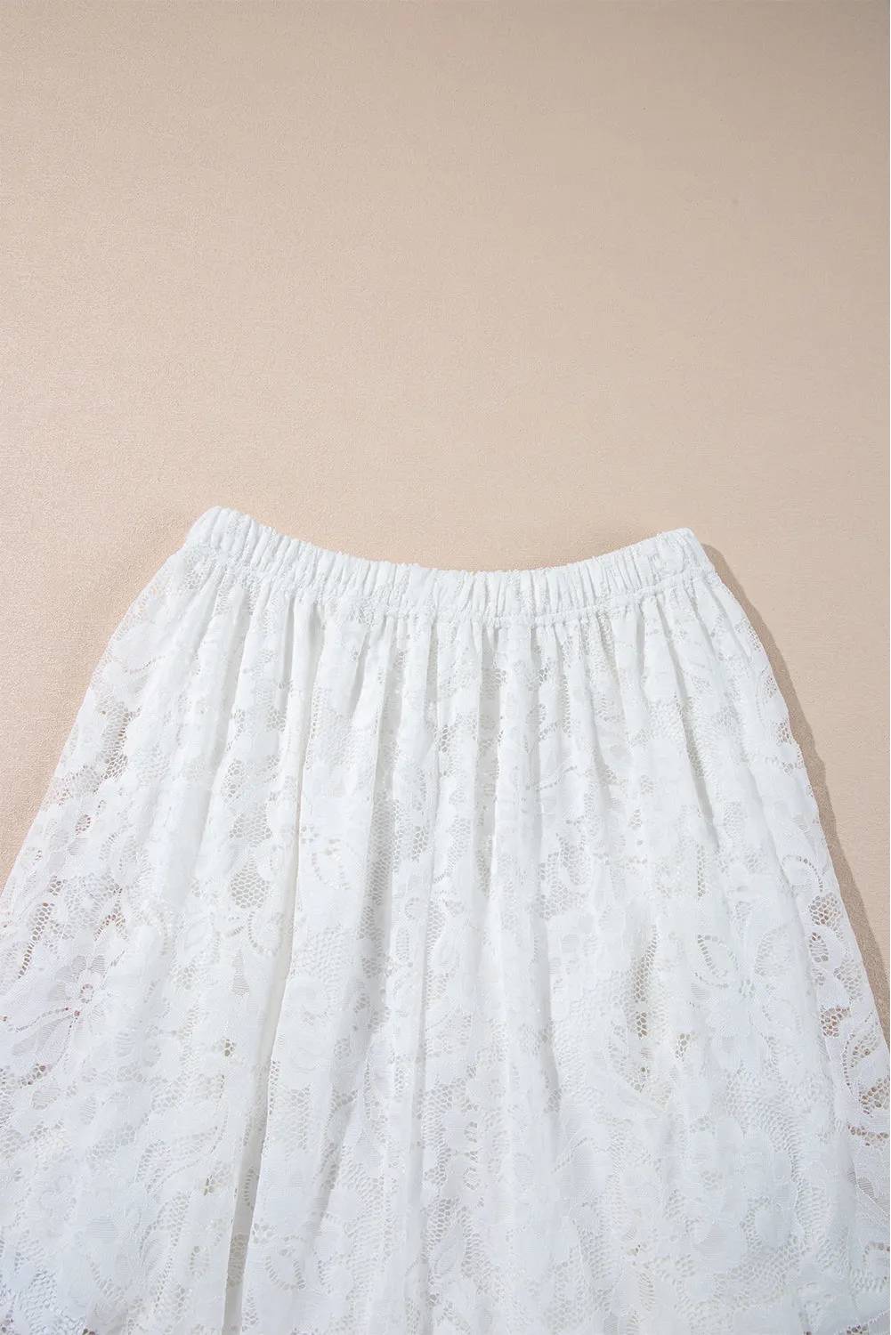 White Lace Ruffled High-low Hem Midi Skirt sold by Beagle Boutique product image thumbnail 5