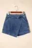 Ashleigh Blue Faux Wrapped Mini Denim Skort sold by Beagle Boutique