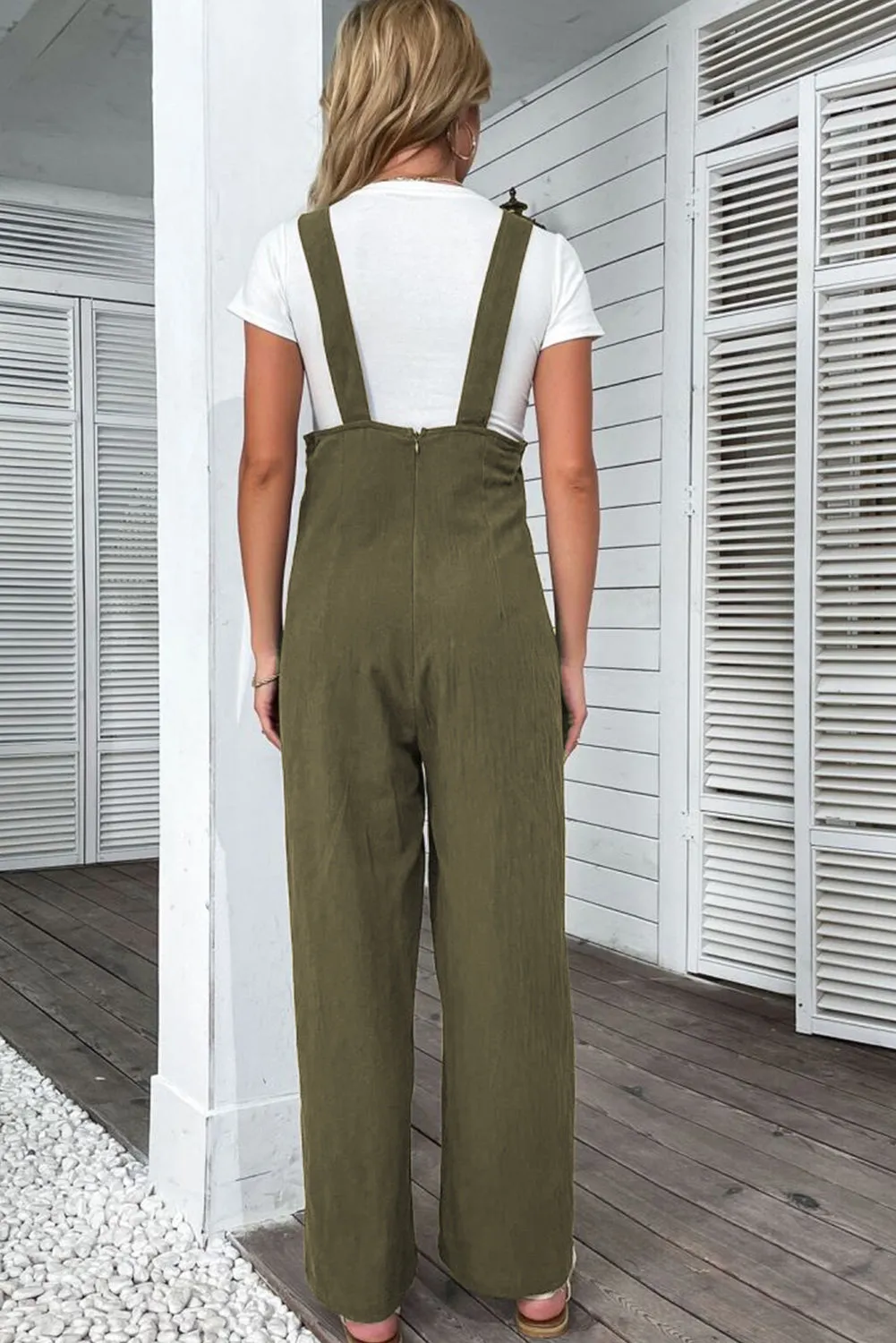 Jungle Green Solid Colour Buttoned Straight Leg Overall sold by Beagle Boutique product image thumbnail 2