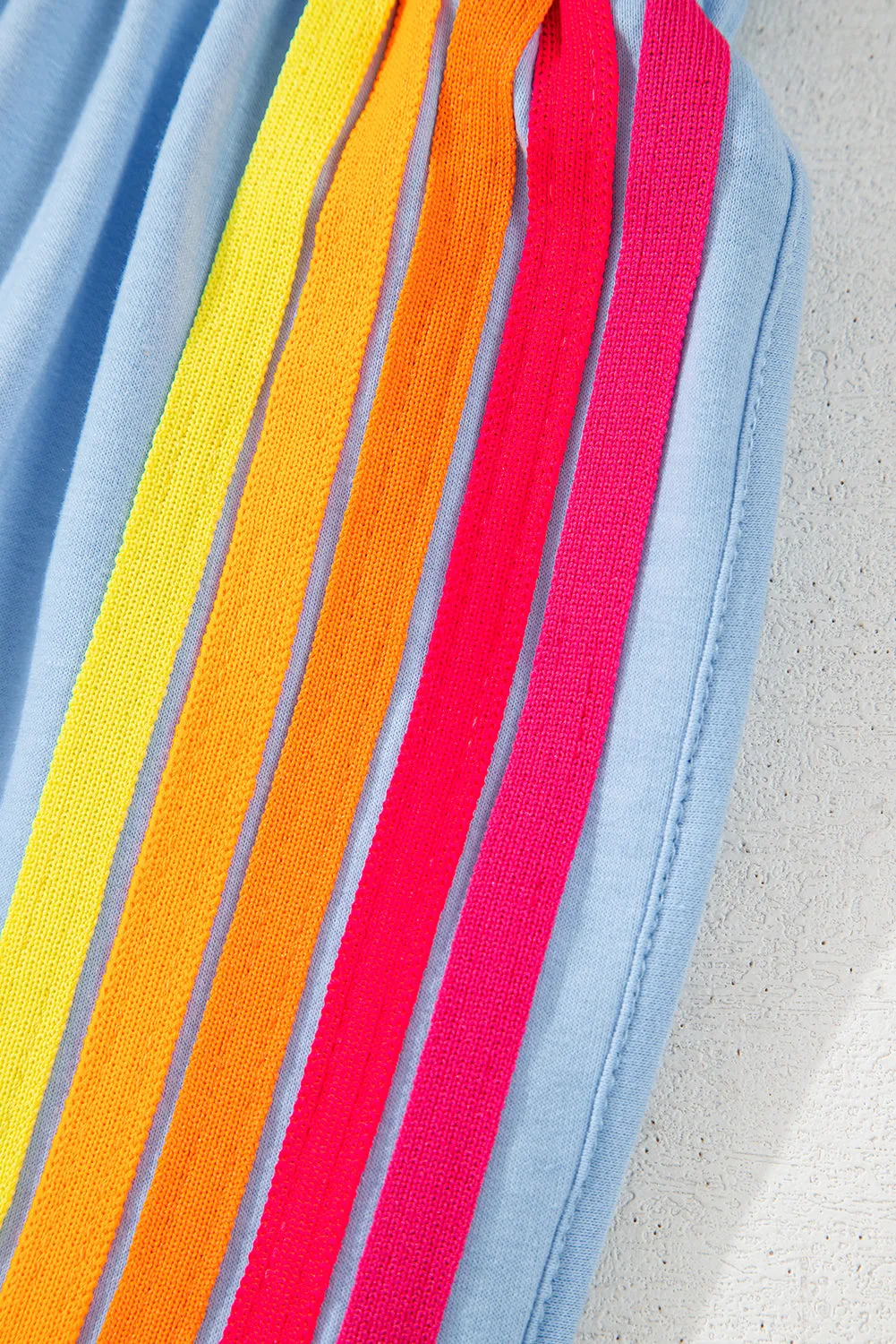 Beau Blue Colour Block Stripes Elastic High Waist Active Shorts sold by Beagle Boutique product image thumbnail 5