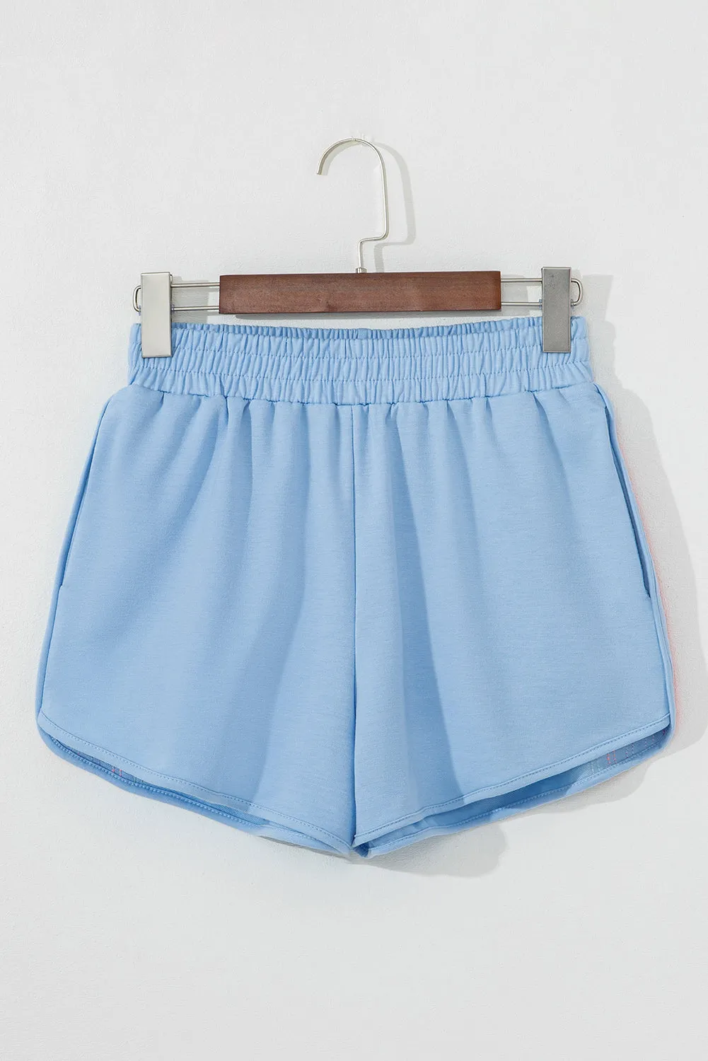 Beau Blue Colour Block Stripes Elastic High Waist Active Shorts sold by Beagle Boutique product image thumbnail 4
