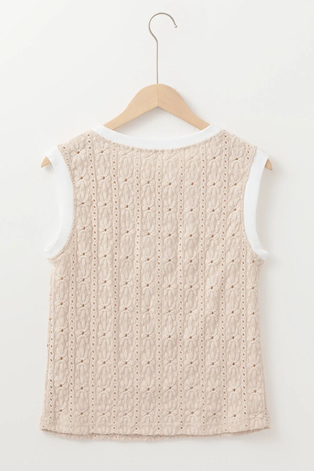 Oatmeal Floral Textured Crew Neck Tank Top sold by Beagle Boutique product image thumbnail 4