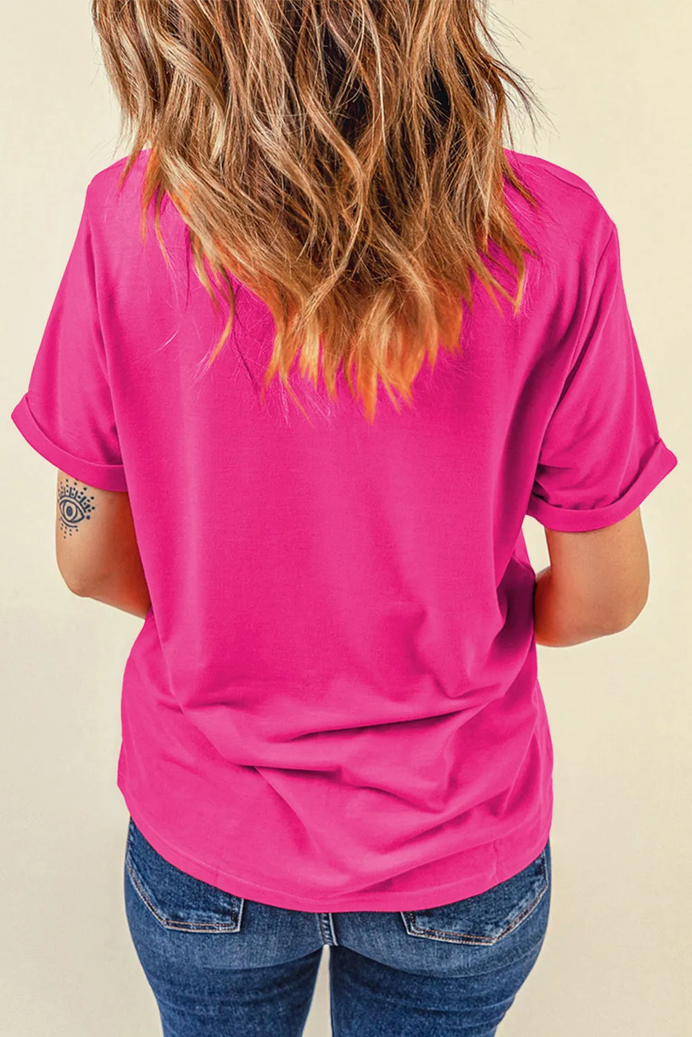 Rose Red Easter Rabbit Chenille Patched Pattern Crew Neck Tee sold by Beagle Boutique product image thumbnail 3