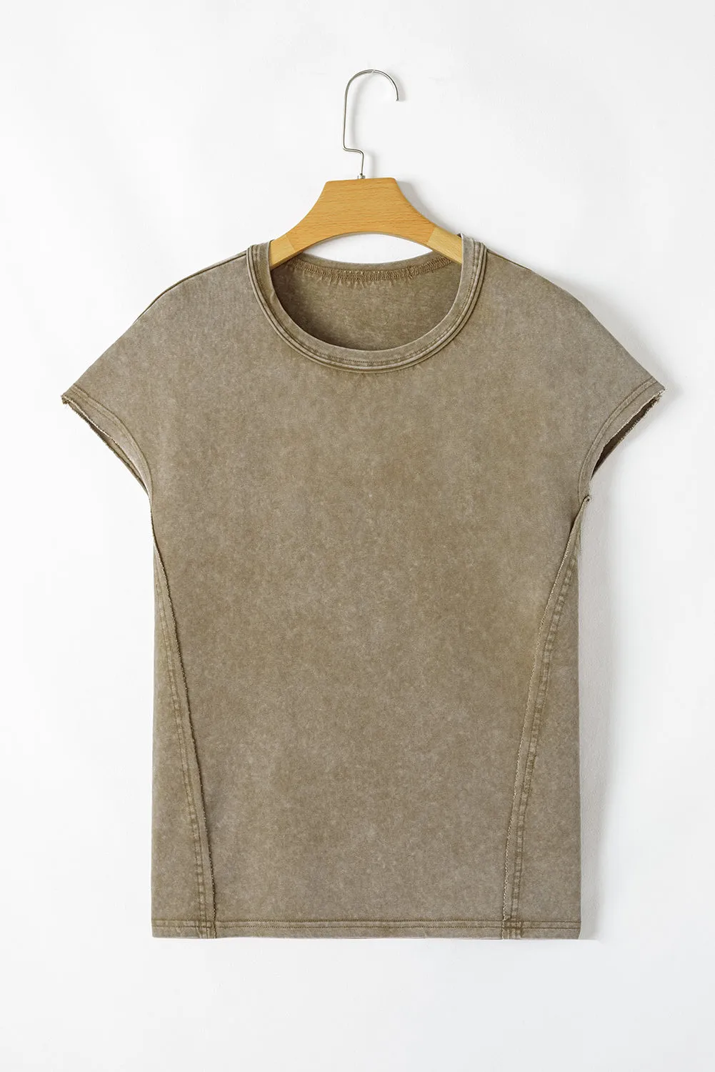 Sage Green Vintage Washed Short Dolman Sleeve Oversized T Shirt sold by Beagle Boutique product image thumbnail 5