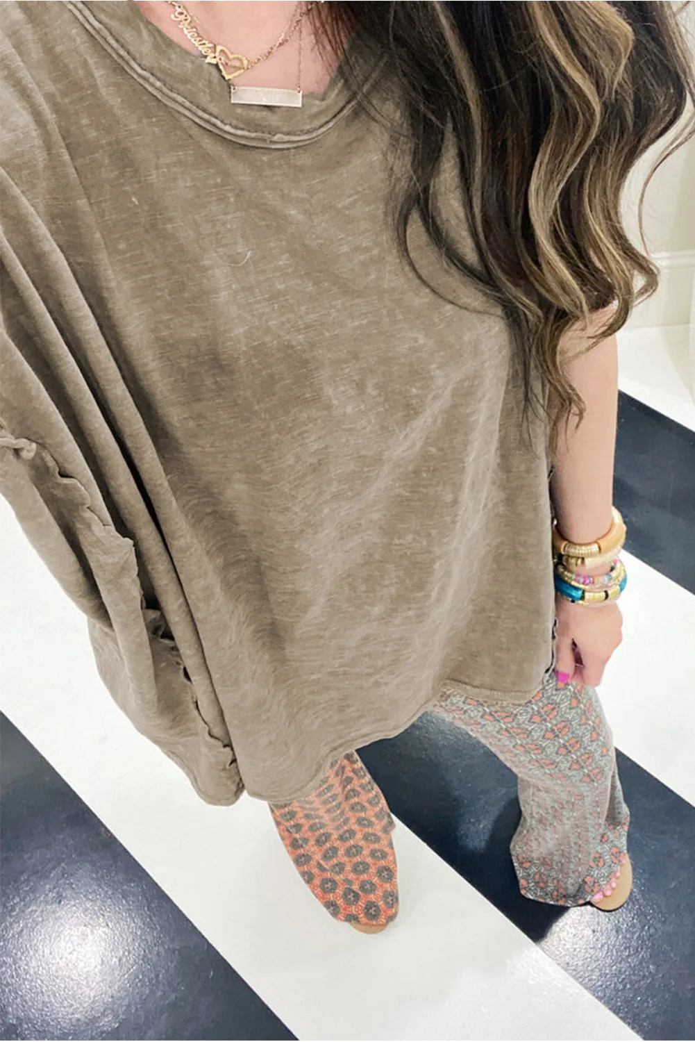Sage Green Vintage Washed Short Dolman Sleeve Oversized T Shirt sold by Beagle Boutique product image thumbnail 4