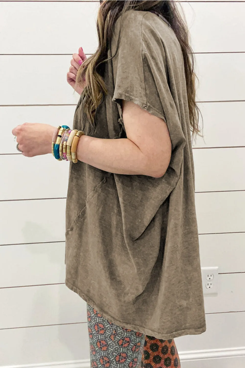 Sage Green Vintage Washed Short Dolman Sleeve Oversized T Shirt sold by Beagle Boutique product image thumbnail 2