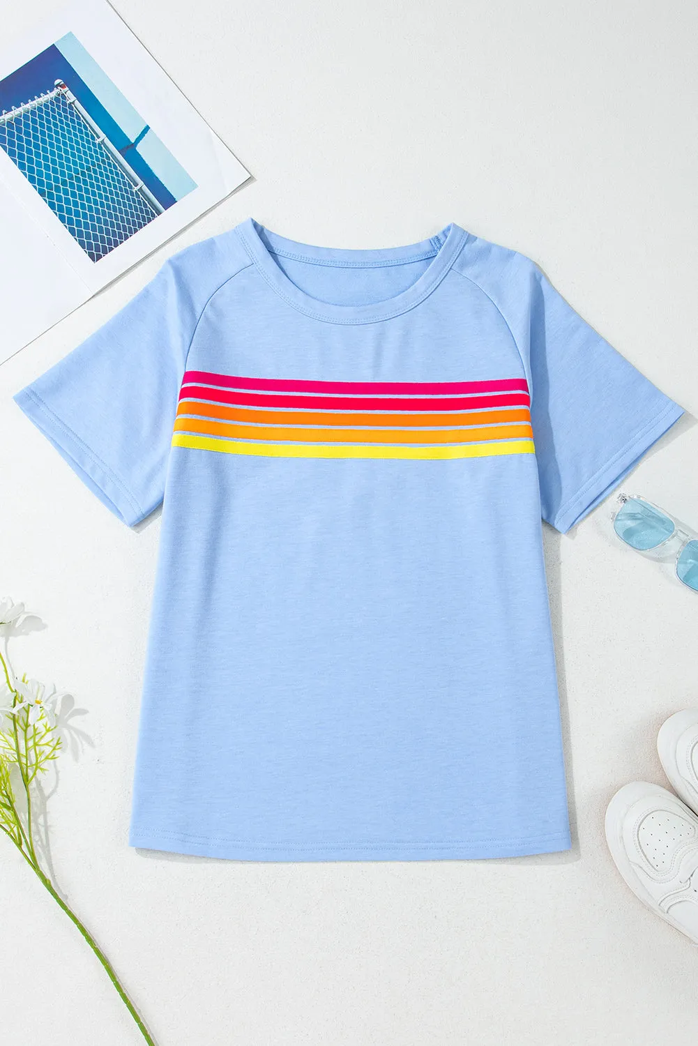 Beau Blue Striped Patch Front Casual Tee sold by Beagle Boutique product image thumbnail 3