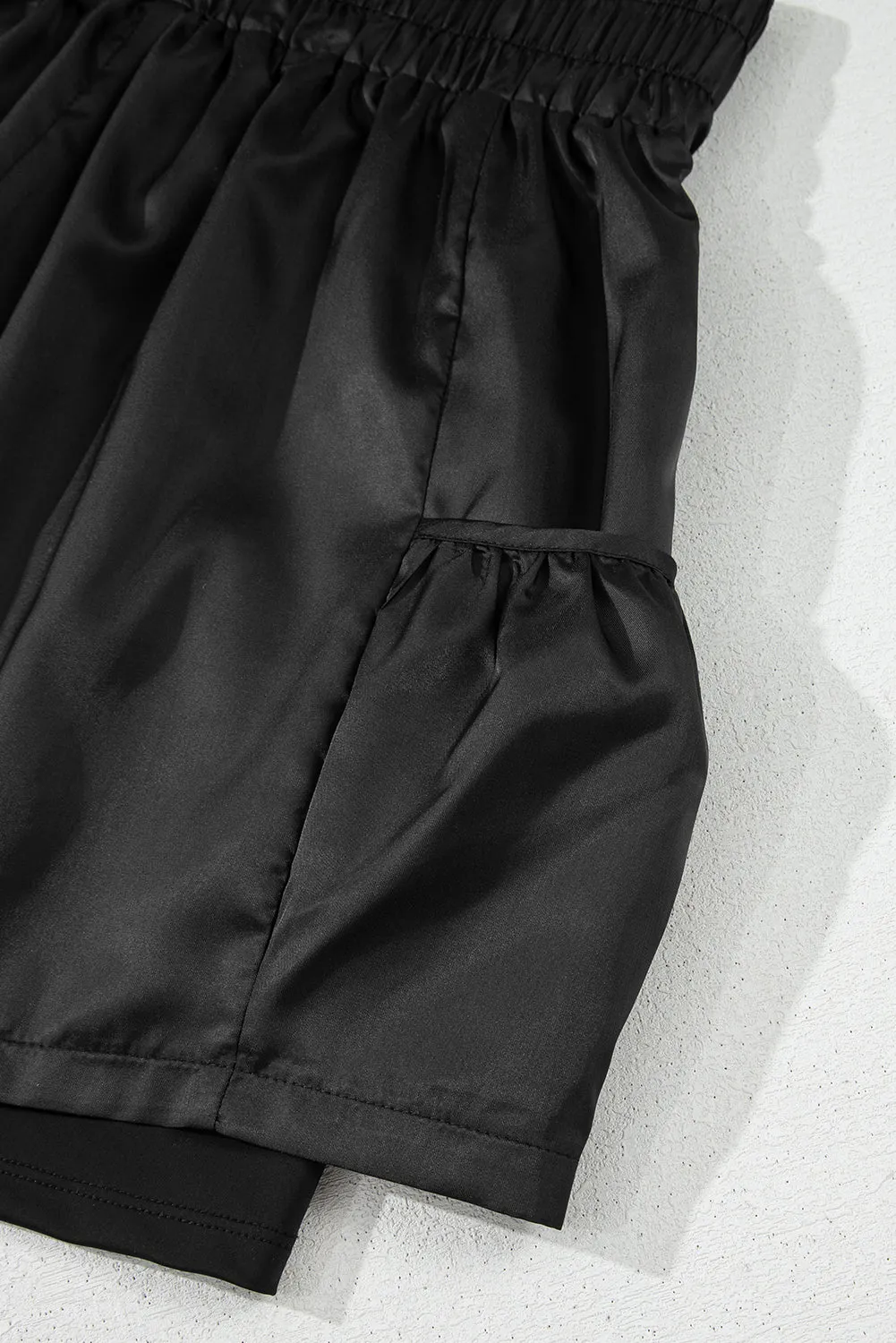 Black Elastic High Waist Pocketed Casual Shorts sold by Beagle Boutique product image thumbnail 5