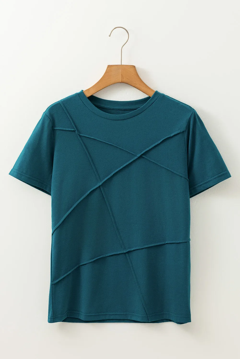 Blue Sapphire Solid Colour Toothpick Stripe Round Neck T Shirt sold by Beagle Boutique product image thumbnail 5