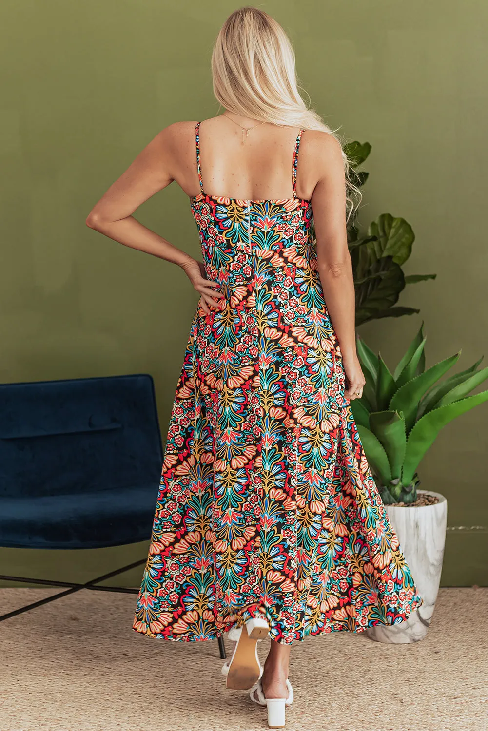 Boho Floral Print Thin Straps Sleeveless Maxi Dress sold by Beagle Boutique product image thumbnail 2