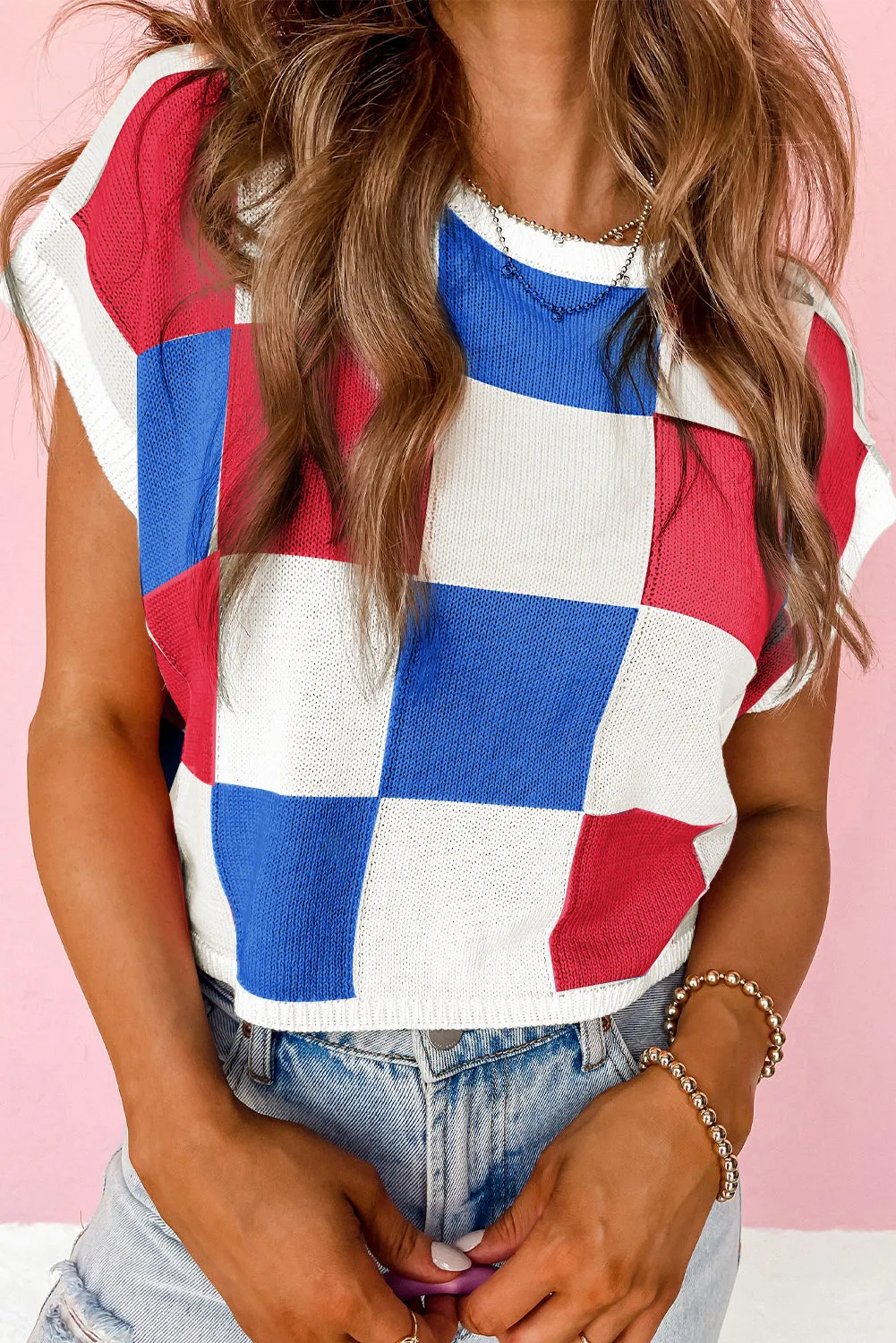 White Color Block Cap Sleeve Sweater sold by Beagle Boutique product image thumbnail 4