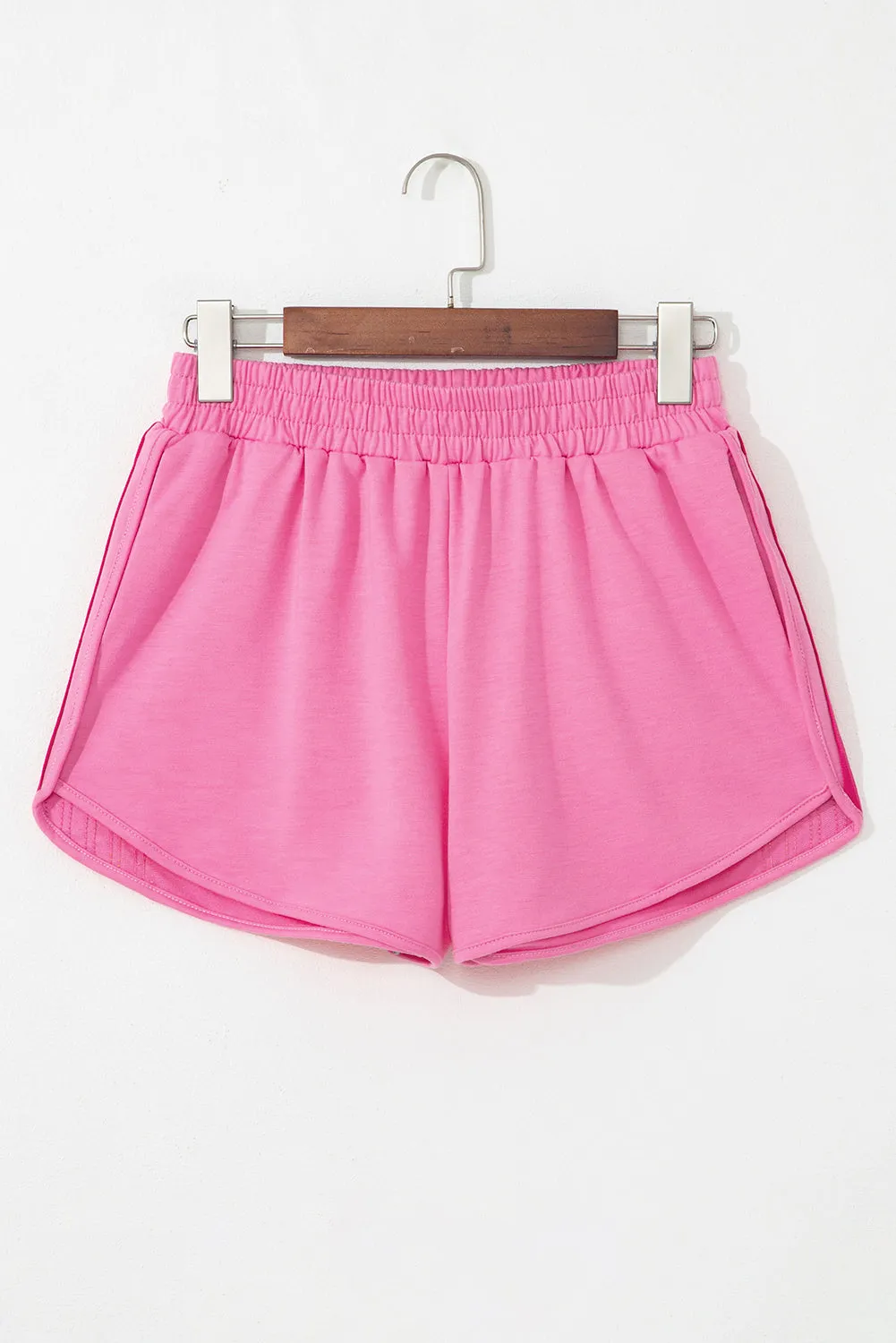 Pink Colour Block Stripes Elastic High Waist Active Shorts sold by Beagle Boutique product image thumbnail 3