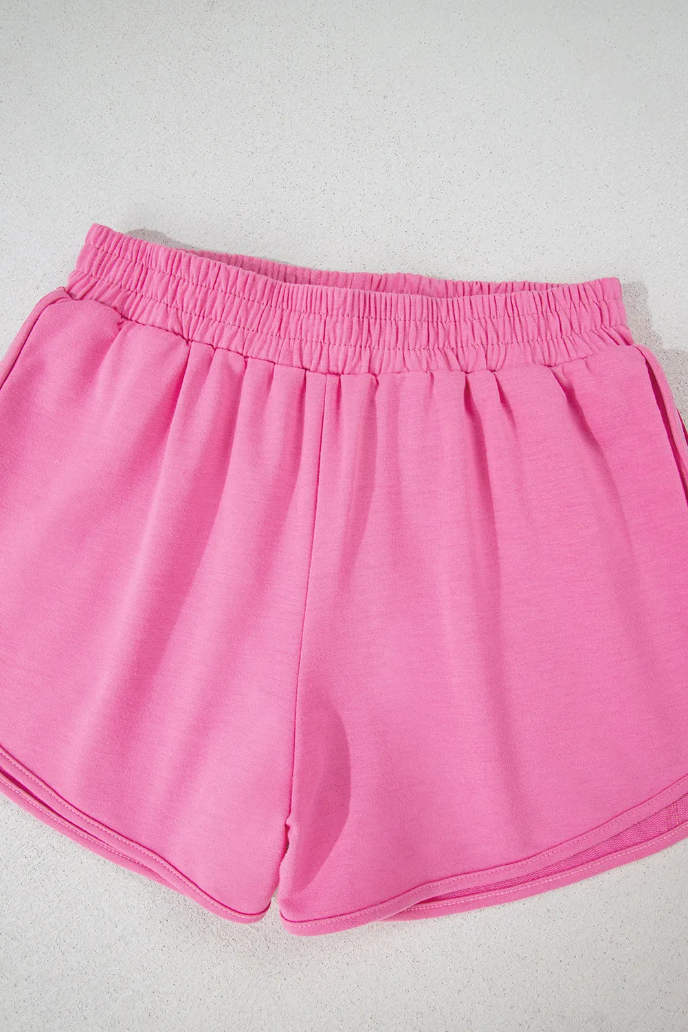 Pink Colour Block Stripes Elastic High Waist Active Shorts sold by Beagle Boutique product image thumbnail 5