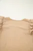 Smoke Grey Ruffled Tiered Sleeve Square Neck Textured Top sold by Beagle Boutique