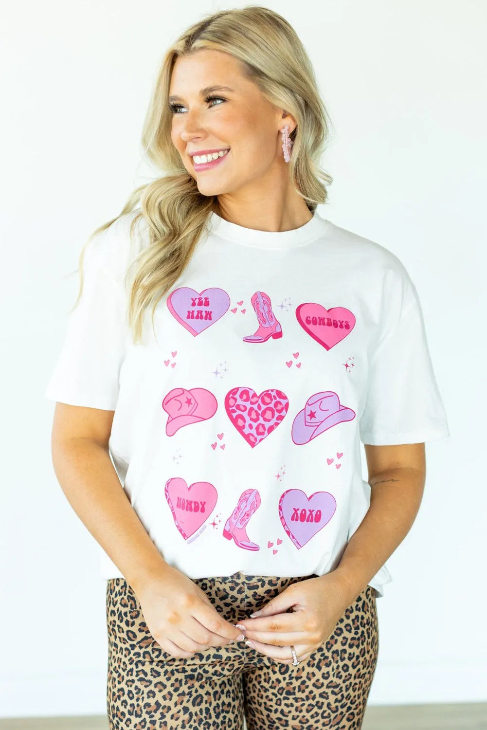 White Western Love Heart Valentines Graphic T Shirt sold by Beagle Boutique product image thumbnail 3