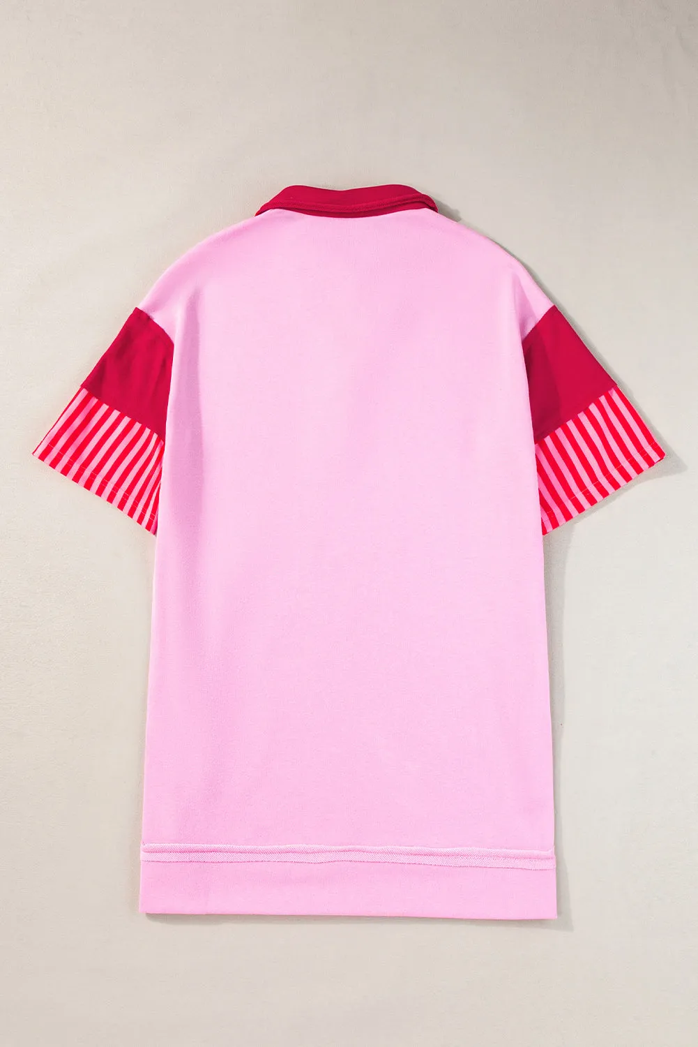 Pink Stripe Colourblock Patchwork Short Sleeve T Shirt Dress sold by Beagle Boutique product image thumbnail 4