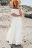 White Frilly Shirred Bodice Tiered Floral Maxi Dress sold by Beagle Boutique
