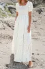White Frilly Shirred Bodice Tiered Floral Maxi Dress sold by Beagle Boutique
